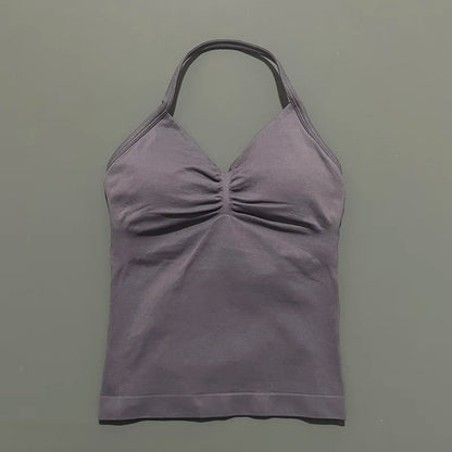 Impact Longline Strappy Sports Bra - Open Back Yoga Tank Top - Bascora
