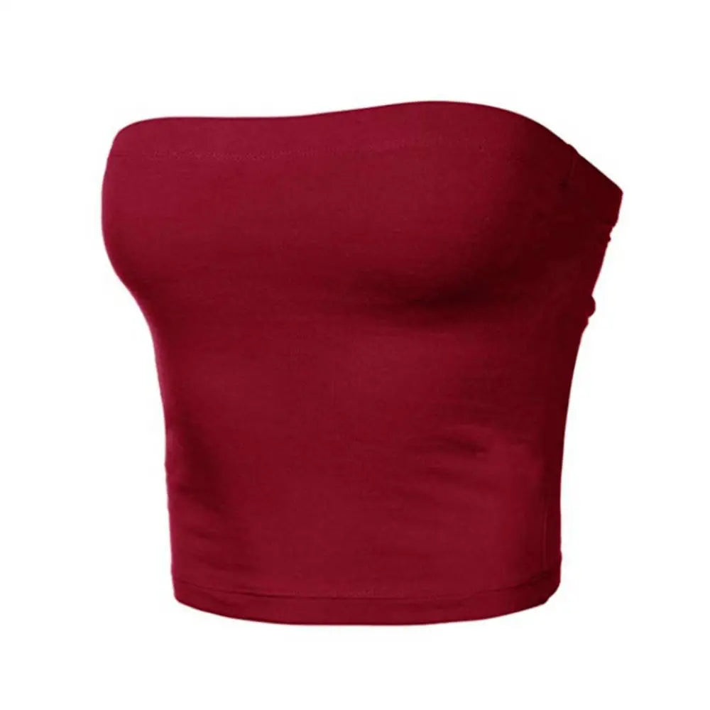 Women's Mini Bustier Tube Top - Strapless Elastic Crop