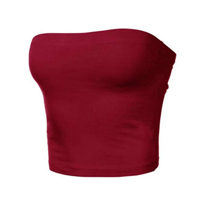 Women's Mini Bustier Tube Top - Strapless Elastic Crop - Bascora