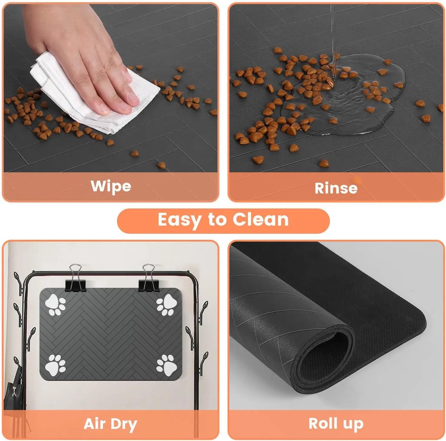 Tapis d'alimentation pour animaux de compagnie - Set de table absorbant et imperméable pour gamelles de nourriture et d'eau