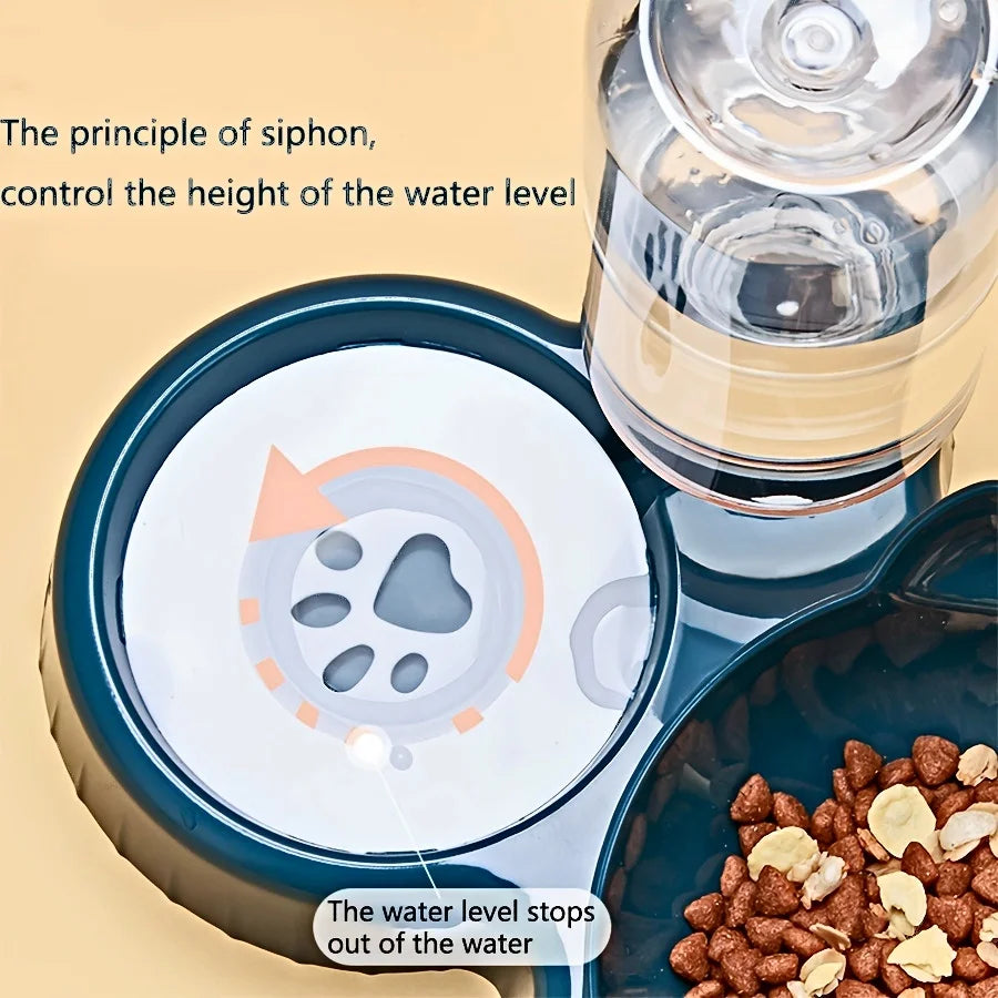 Ensemble de gamelles inclinées 3 en 1 pour animaux de compagnie : distributeur d'eau par gravité avec protection du cou