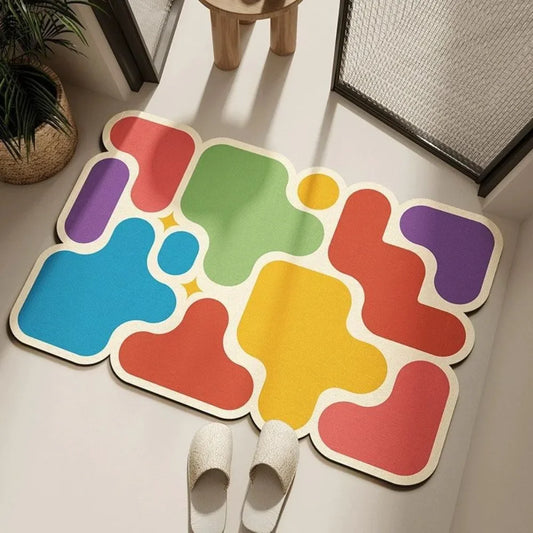 Fast Drying Diatomaceous Earth Bath Mat 40x60cm - Puzzle Design