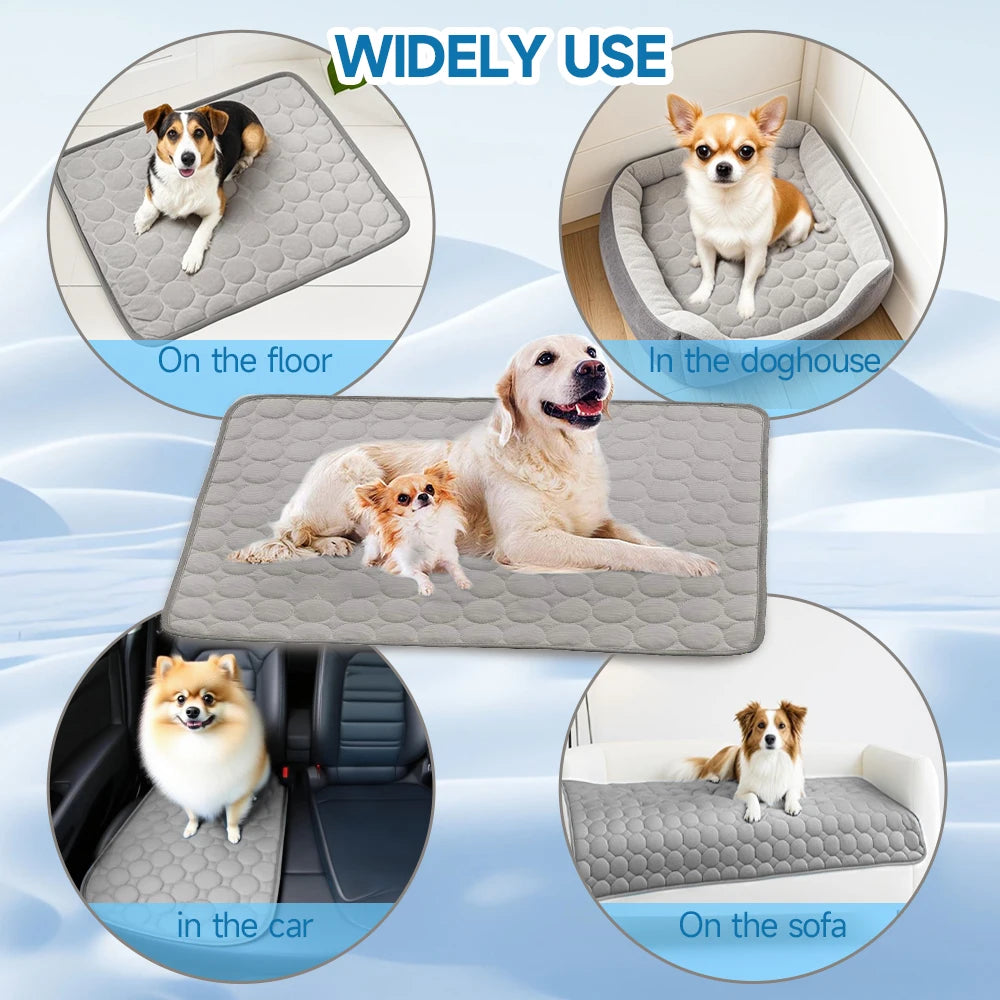 Ice Silk Pet Cooling Mat - Breathable Summer Blanket