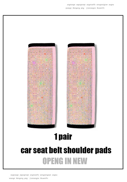 Crystal Diamond Car Seat Covers - Pink Plush Set - Bascora