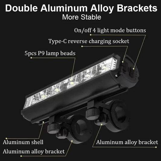 Bicycle Light - 8000mAh USB Rechargeable Waterproof Flashlight