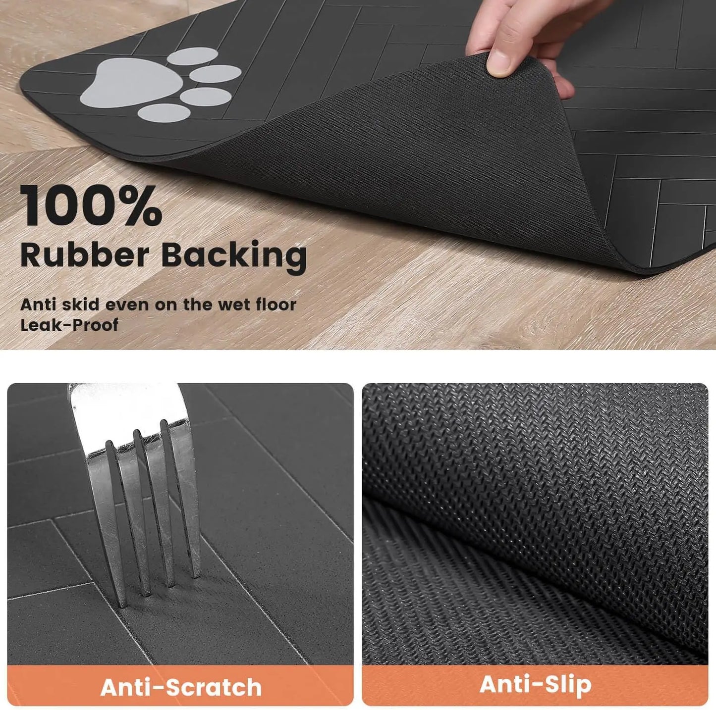 Tapis d'alimentation pour animaux de compagnie - Set de table absorbant et imperméable pour gamelles de nourriture et d'eau