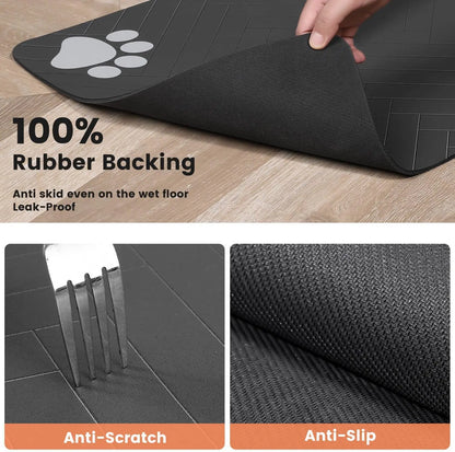 Pet Feeding Mat - Waterproof Absorbent Placemat for Food & Water Bowls - Bascora