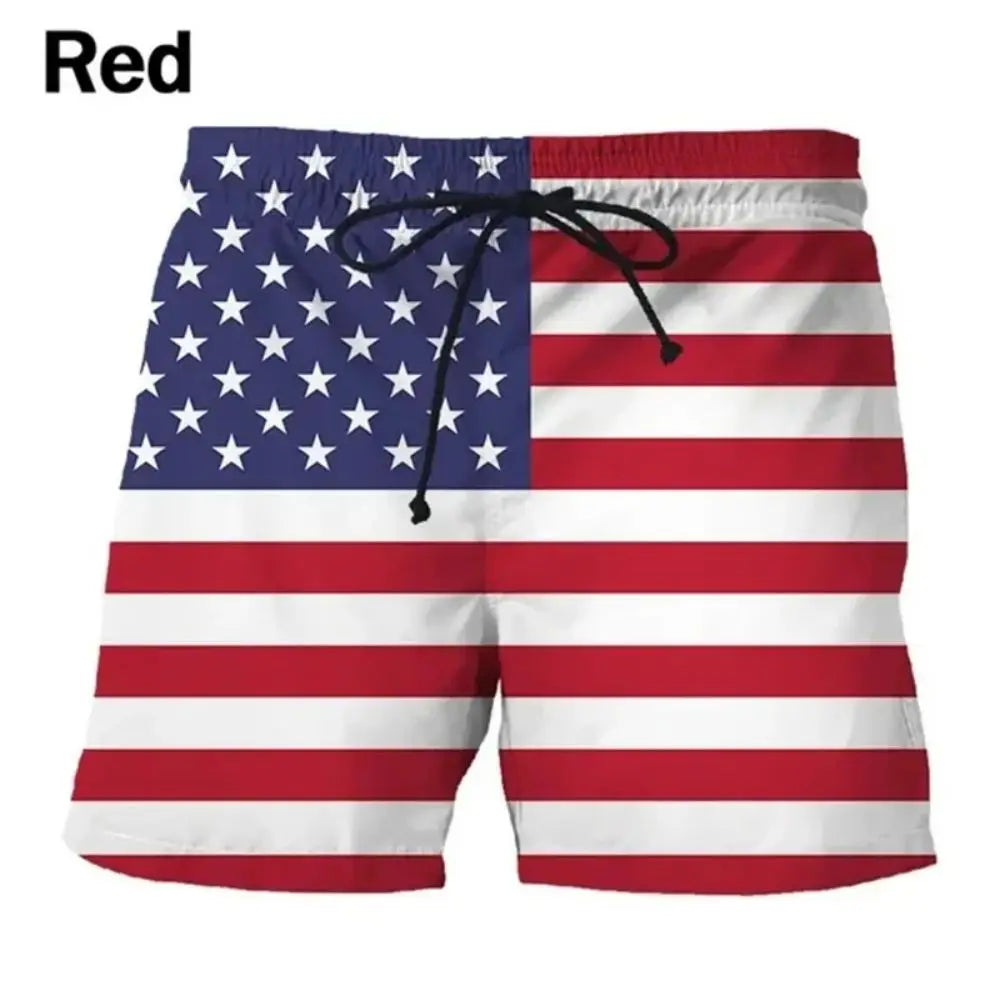 Shorts de playa con bandera patriótica - Bañadores estampados en 3D para hombres y niños