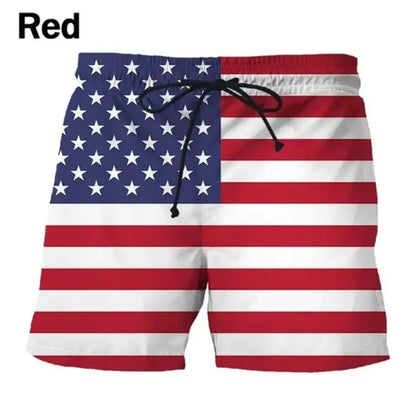 Patriotic Flag Beach Shorts - 3D Printed Swim Shorts for Men & Kids - Bascora