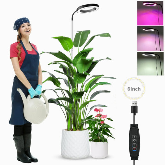 LED Grow Light with 360° Gooseneck - Red Blue Full Spectrum & 3 Light Modes