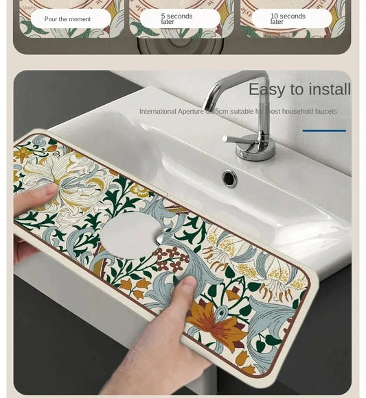 Sink Faucet Mat - Quick-Dry Absorbent Kitchen Drain Mat