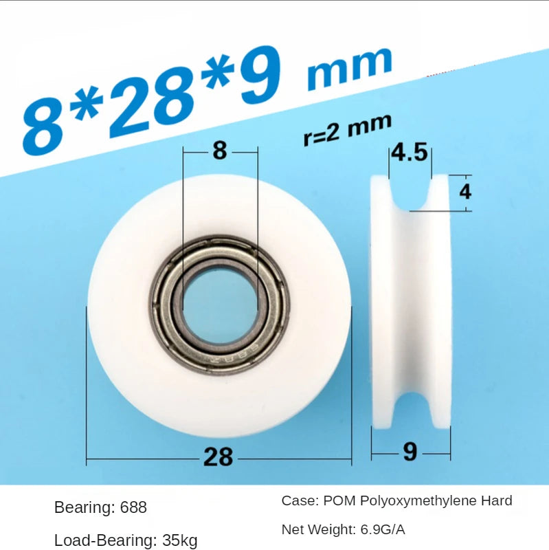 Precision Roller Pulley - 8mm U-Groove Guide Wheel
