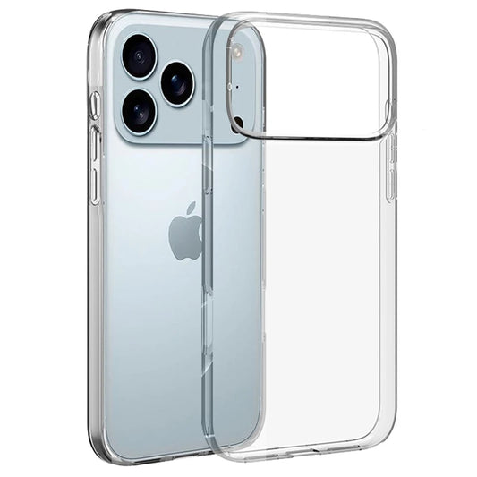 Clear iPhone case on an Apple device with a white background