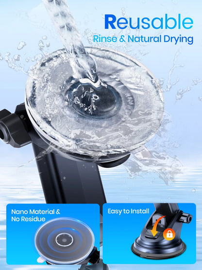 Car Phone Holder - Magnetic Phone Car Mount for Dashboard or Windscreen - Bascora