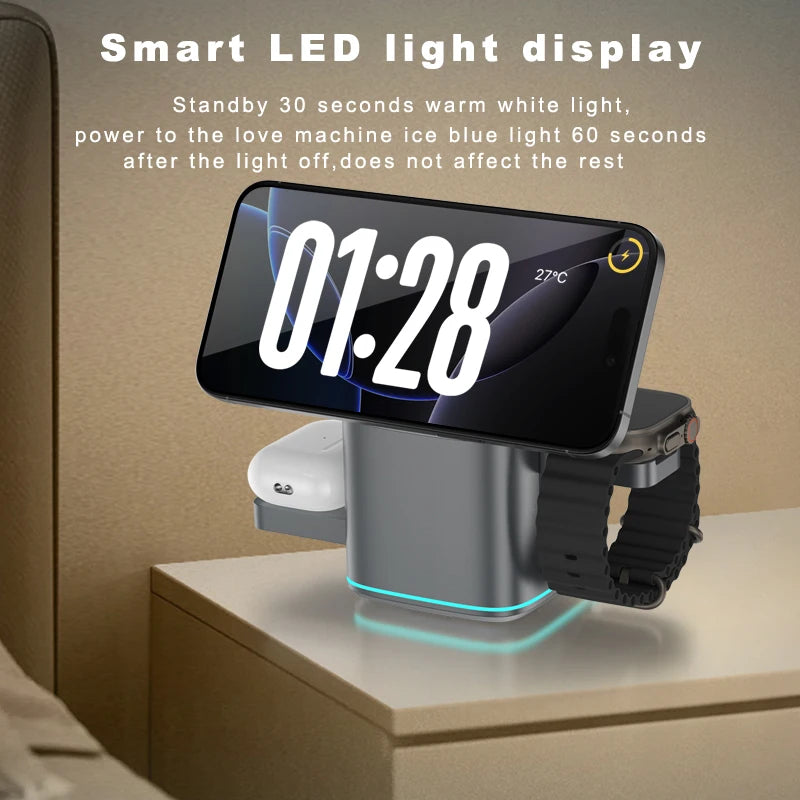 Chargeur sans fil électrique rotatif 4 en 1 - Design portable