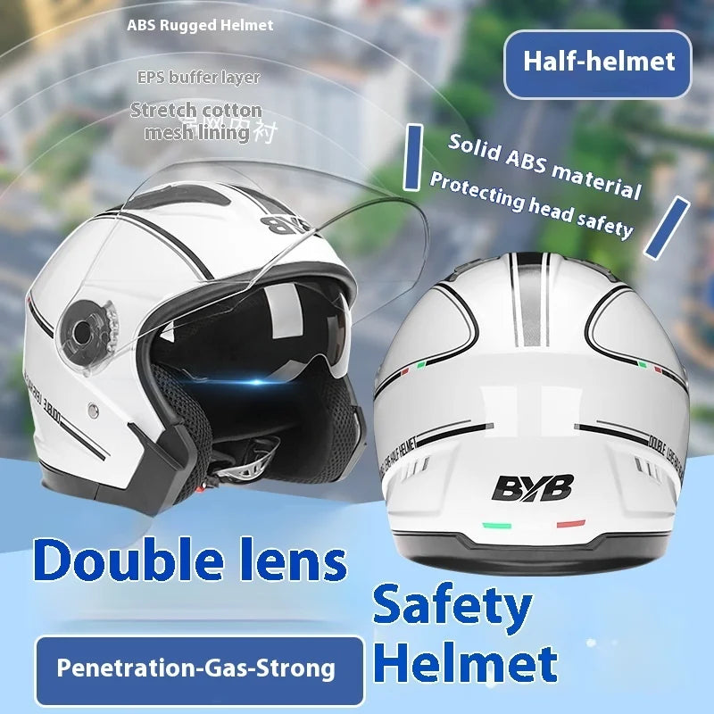 Casque moto ouvert - Double écran rétro 3/4