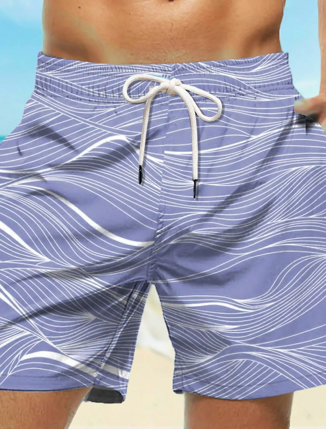 Short de bain hawaïen à motif vague pour homme, séchage rapide
