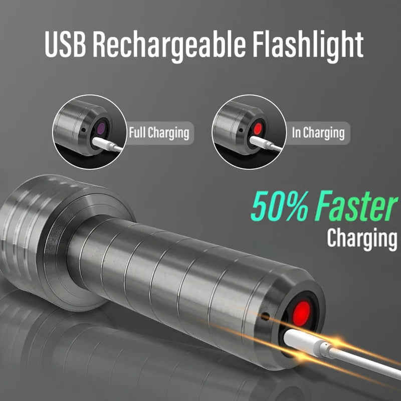 Premium Aluminum Flashlight - Super Bright Rechargeable