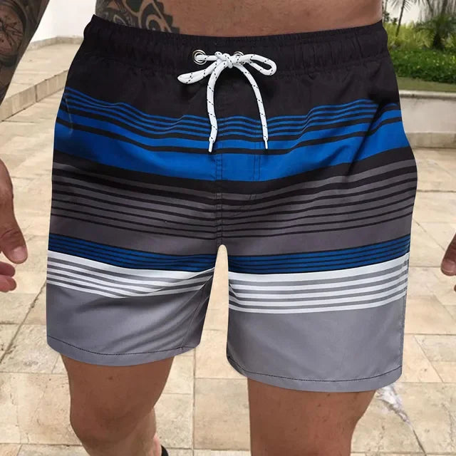 Bañador de rayas para hombre - Bañador de surf con contraste de color
