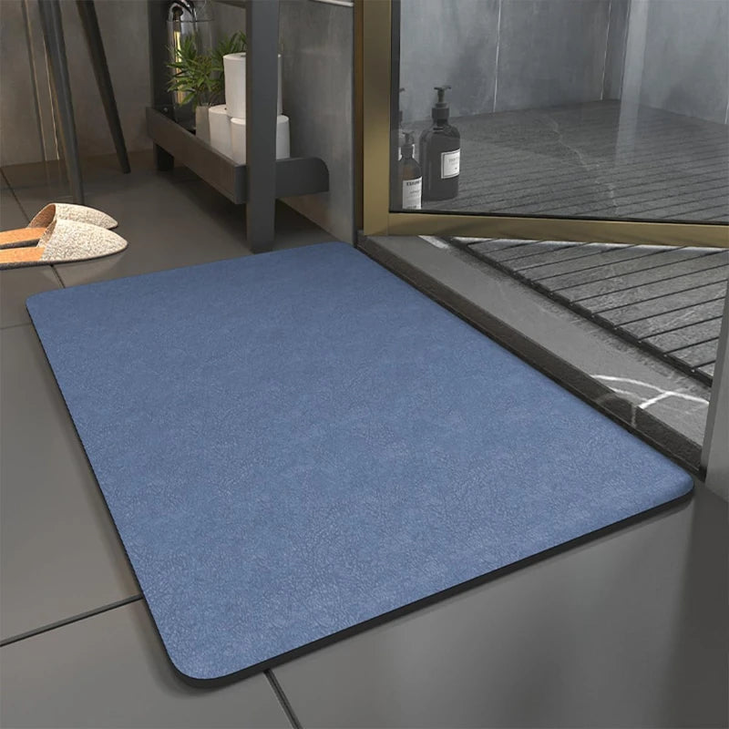 Tapis de bain en terre de diatomées bleu marine - Séchage rapide et super absorbant