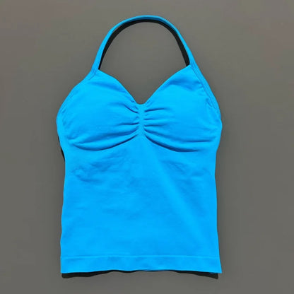 Impact Longline Strappy Sports Bra - Open Back Yoga Tank Top - Bascora
