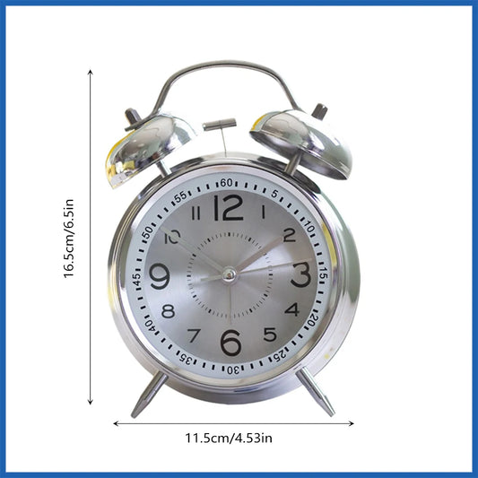 Classic Twin Bell Alarm Clock - Loud Metal Desk Clock