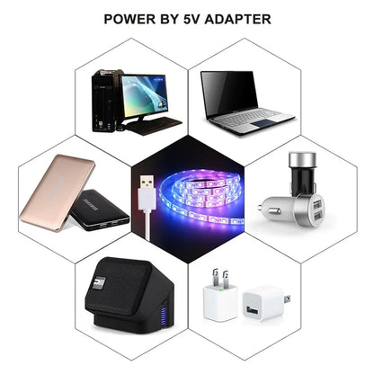 5M USB LED Strip Lights - Aesthetic Room Decor & Ambient Lighting - Bascora