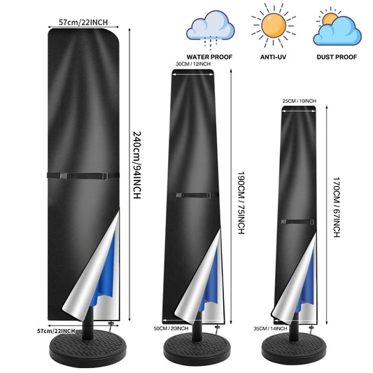 Housse de parasol imperméable 210D - Protection pour parasol de jardin avec fermeture éclair