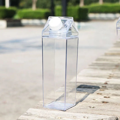 500/1000ml Milk Box Water Bottle - Transparent Portable Cup - Bascora