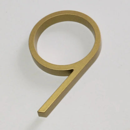 5 Inch Golden Floating Modern House Numbers - Premium Gold Address Signs - Bascora