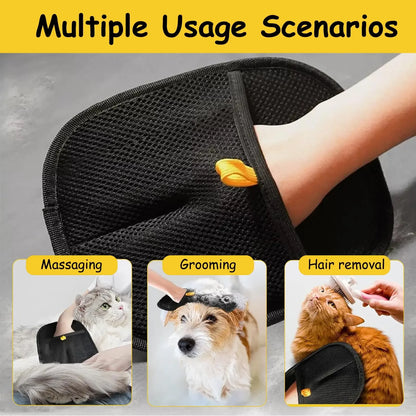 Pet Hair Removal Gloves - Double-Sided Static Removal for Carpets & Furniture - Bascora