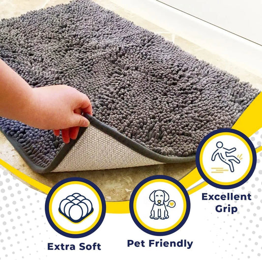 Plush Microfiber Bathroom Carpet - Machine Washable Chenille Mat