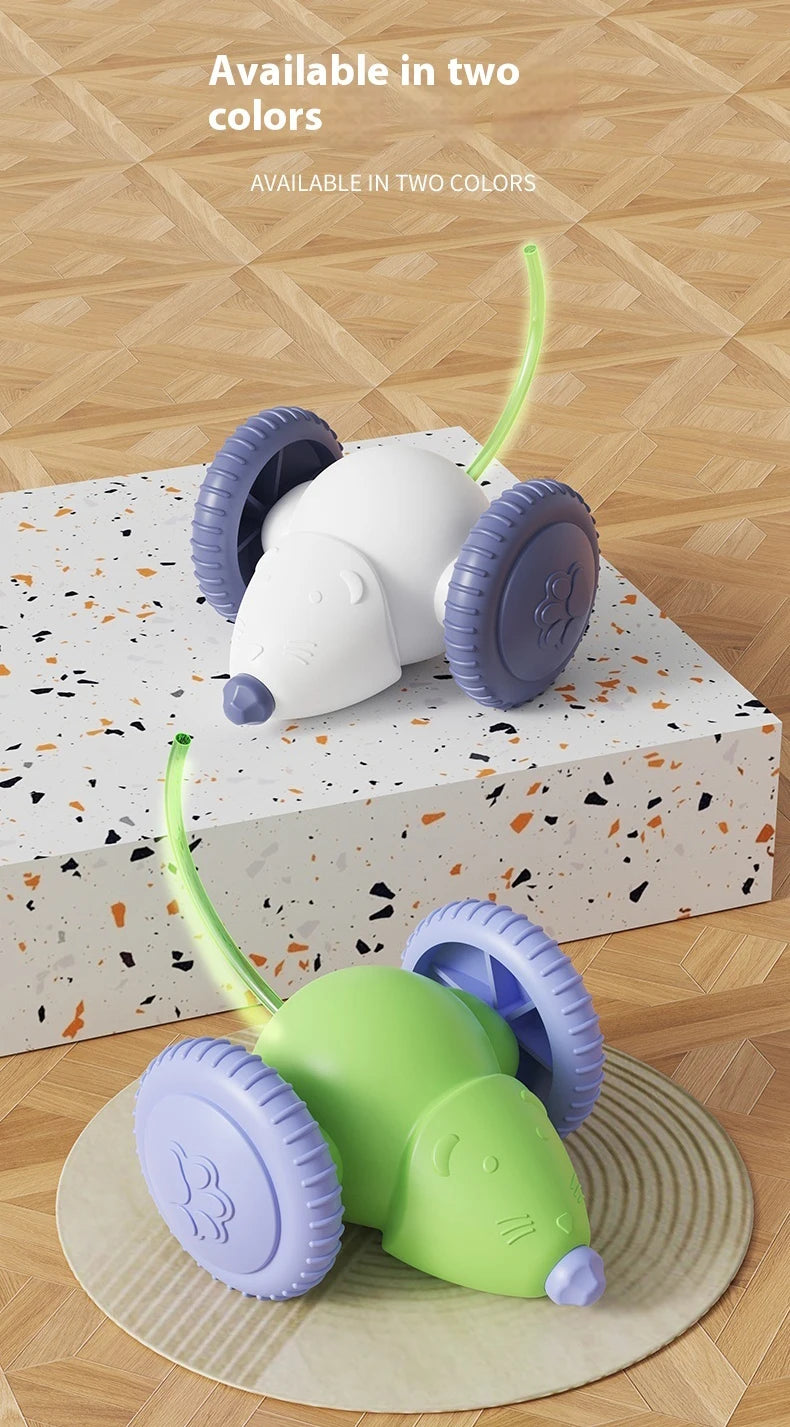 Juguete interactivo para gatos con forma de ratón eléctrico (recargable y con función antiobstáculos)