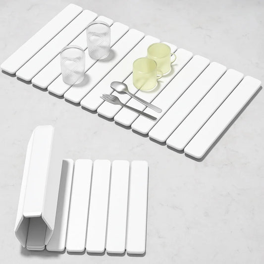 Grand tapis d'égouttoir à vaisselle en terre de diatomées - Pierre de comptoir de cuisine pliable