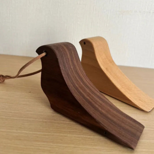 Cale-porte en bois en forme d'oiseau - Cale-porte décoratif fait main avec cordon en cuir