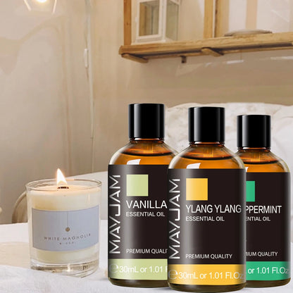 30ML Aromatherapy Essential Oil Set - Lavender, Vanilla, Jasmine & More - Bascora