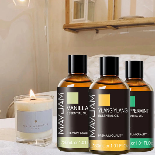 30ML Aromatherapy Essential Oil Set - Lavender, Vanilla, Jasmine & More