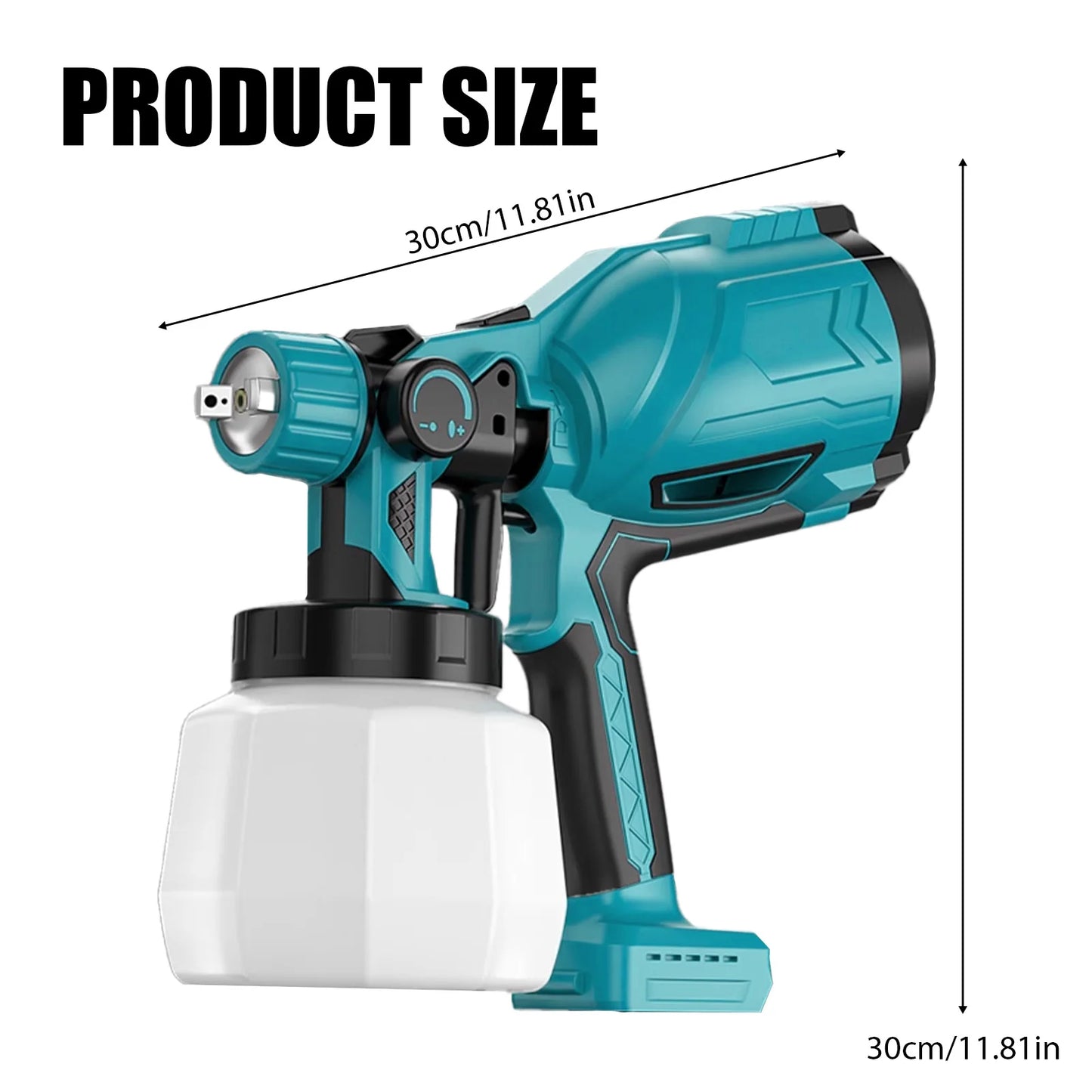 Cordless Electric Paint Spray Gun - 18V Makita Compatible with 2 Batteries