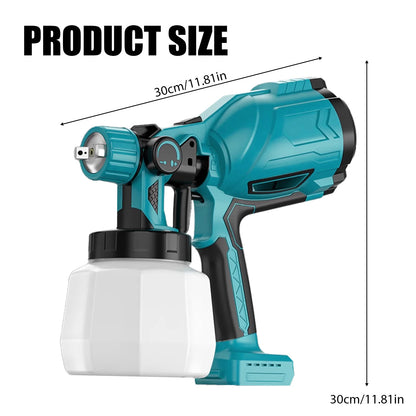 Cordless Electric Paint Spray Gun - 18V Makita Compatible with 2 Batteries