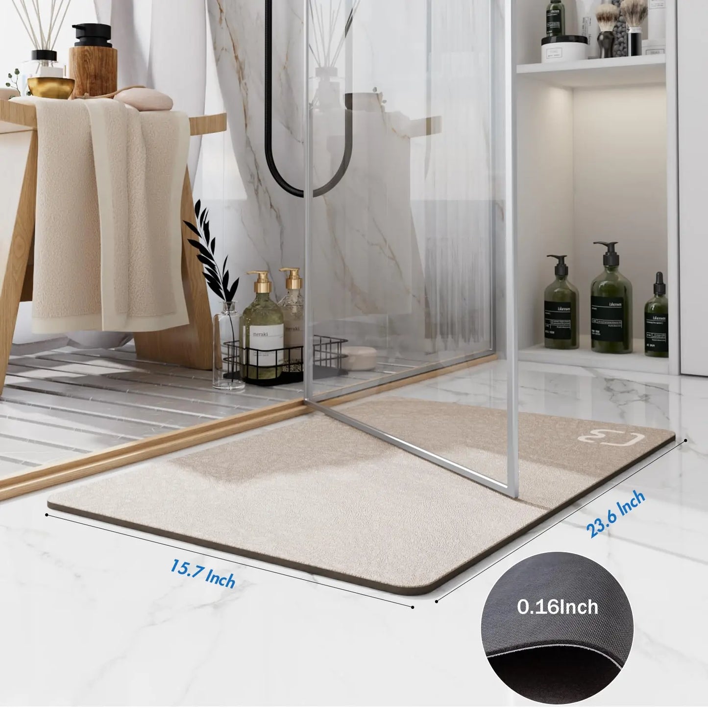 Premium Diatomite Stone Bath Mat - 3.5MM Thick Super Absorbent