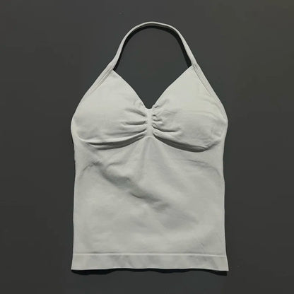 Impact Longline Strappy Sports Bra - Open Back Yoga Tank Top - Bascora