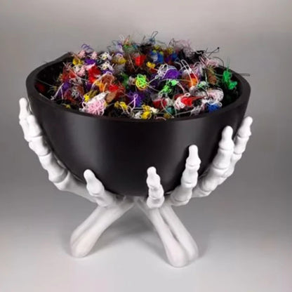Halloween Candy Bowl - Gothic Skeleton Hands Storage Holder - Bascora