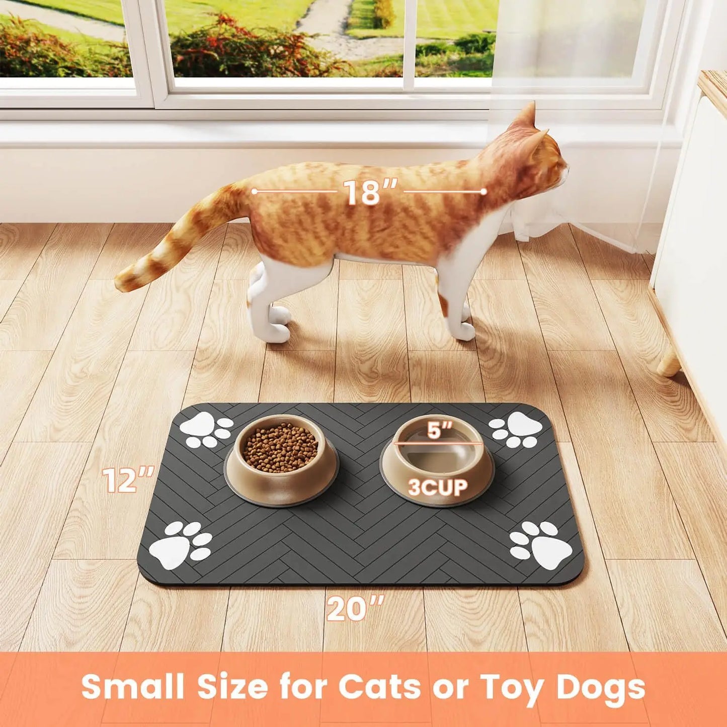 Tapis d'alimentation pour animaux de compagnie - Set de table absorbant et imperméable pour gamelles de nourriture et d'eau