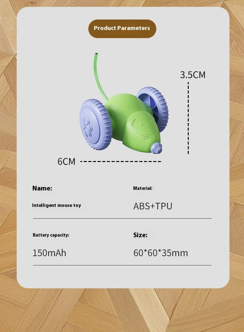 Juguete interactivo para gatos con forma de ratón eléctrico (recargable y con función antiobstáculos)