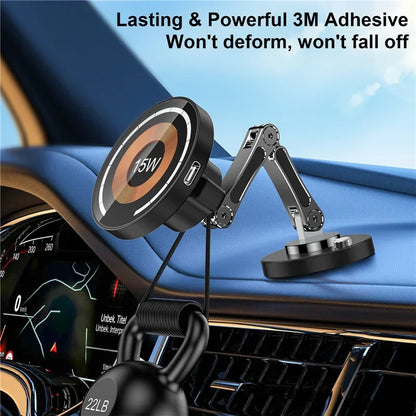 Magnetic Car Wireless Charger Stand - iPhone 15/14/13/12 Mount - Bascora
