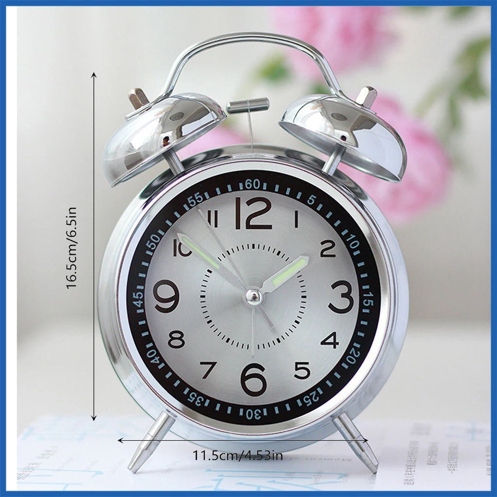 Classic Twin Bell Alarm Clock - Loud Metal Desk Clock