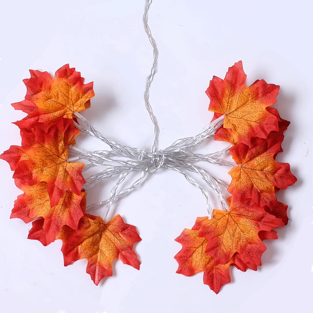 Halloween LED Maple Leaf Lights - Artificial Lantern Garland