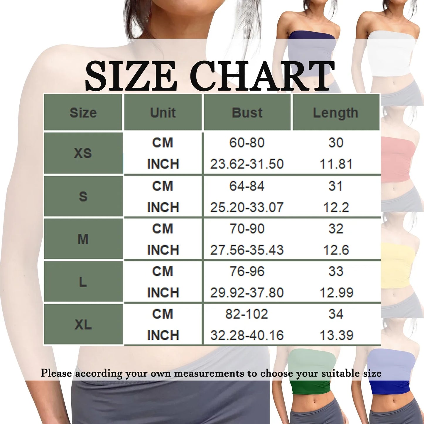 Women's Soft Breathable Bustier - Cotton Spandex Tube Top