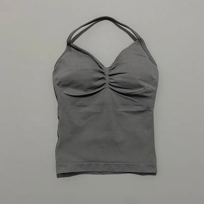 Impact Longline Strappy Sports Bra - Open Back Yoga Tank Top - Bascora
