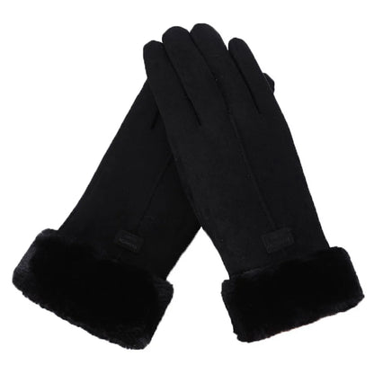 Guantes de invierno de ante para mujer con pantalla táctil - Forro de terciopelo cálido